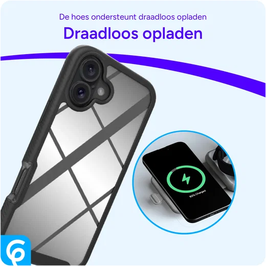 Apple iPhone 16 Hoesje Full Protect 360° Cover Hybride Zwart afbeelding 6
