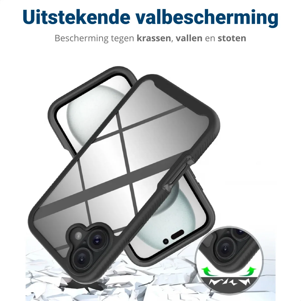 Apple iPhone 16 Plus Hoesje Full Protect 360° Cover Hybride Zwart afbeelding 4