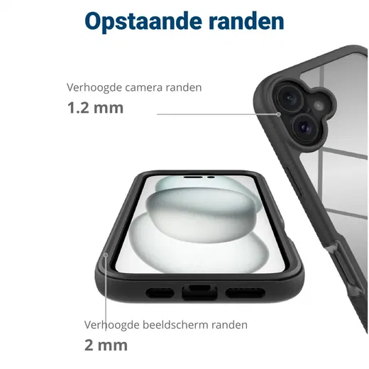 Apple iPhone 16 Plus Hoesje Full Protect 360° Cover Hybride Zwart afbeelding 8