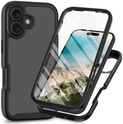 Apple iPhone 16 Pro Hoesje Full Protect 360° Cover Hybride Zwart afbeelding