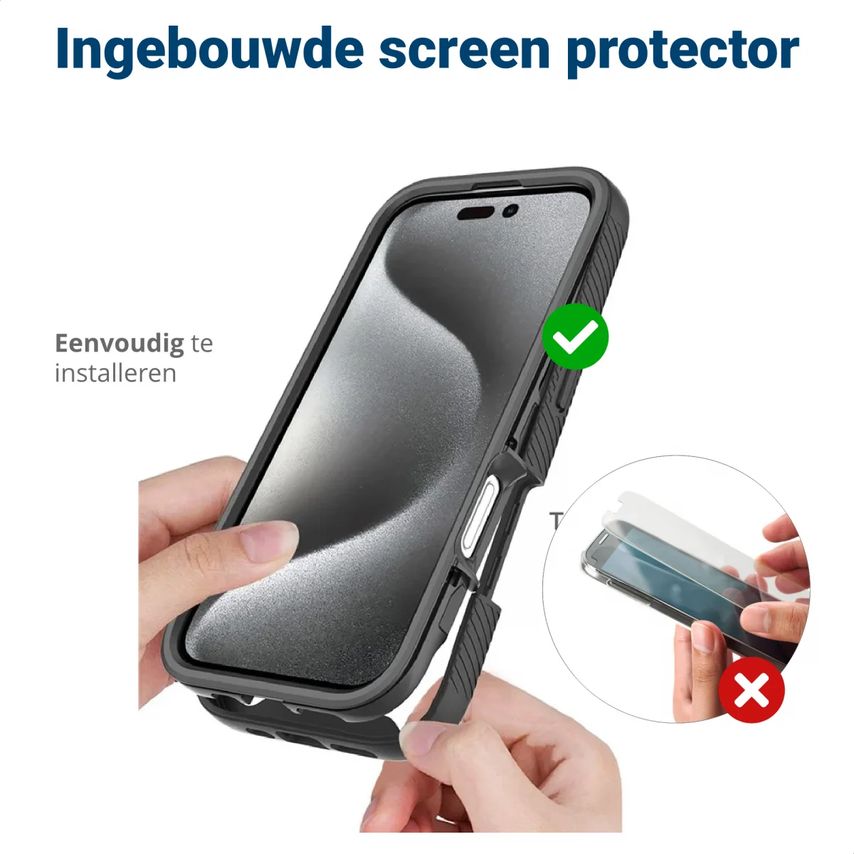 Apple iPhone 16 Pro Hoesje Full Protect 360° Cover Hybride Zwart afbeelding 6