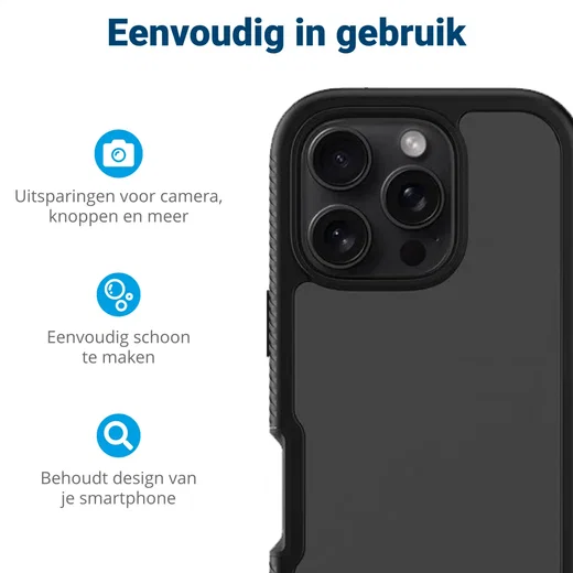 Apple iPhone 16 Pro Hoesje Full Protect 360° Cover Hybride Zwart afbeelding 7