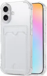 Apple iPhone 16 Hoesje Dun TPU met Pasjeshouder Back Cover Transparant afbeelding