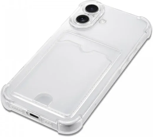 Apple iPhone 16 Hoesje Dun TPU met Pasjeshouder Back Cover Transparant afbeelding 12