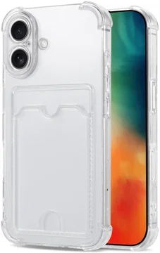 Apple iPhone 16 Plus Hoesje Dun TPU met Pasjeshouder Back Cover Transparant