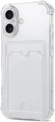 Apple iPhone 16 Plus Hoesje Dun TPU met Pasjeshouder Back Cover Transparant afbeelding 3