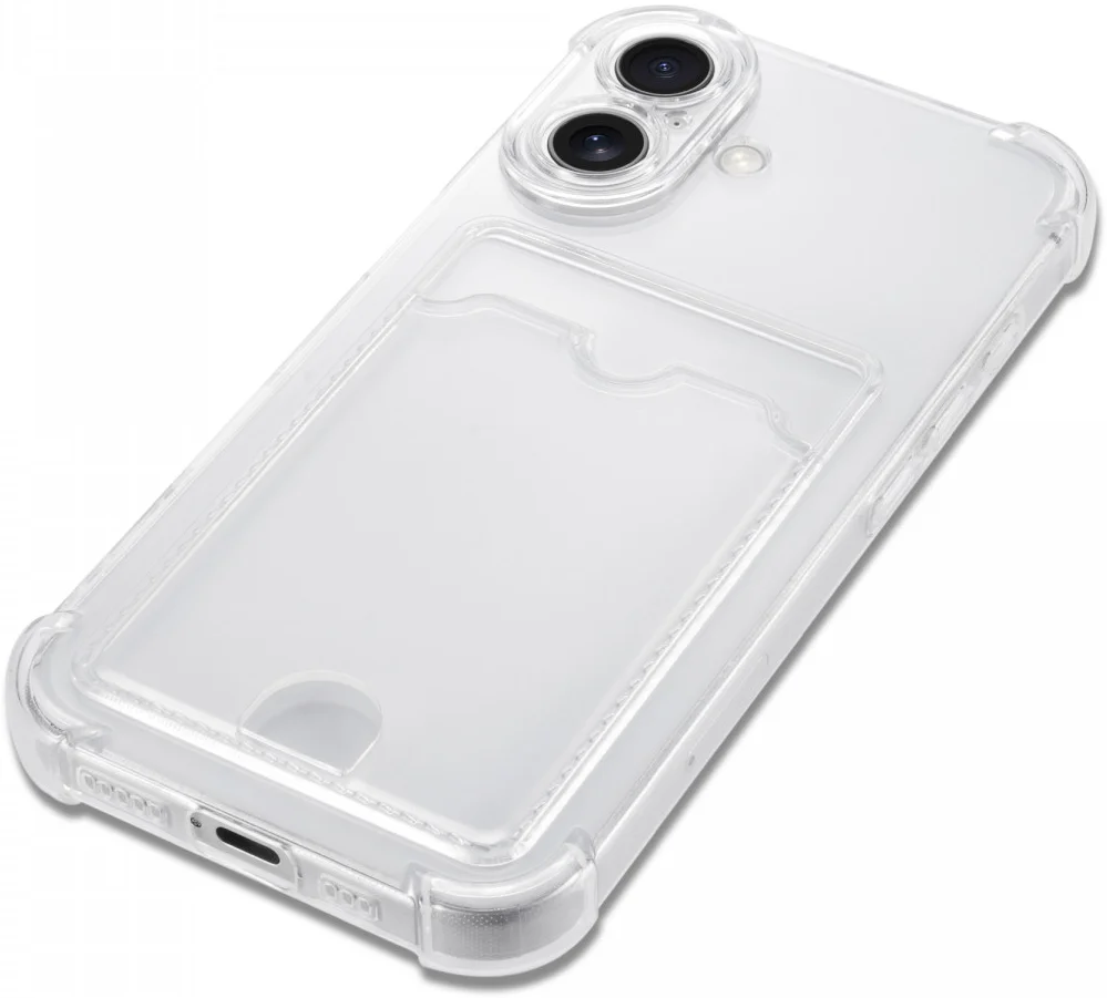 Apple iPhone 16 Plus Hoesje Dun TPU met Pasjeshouder Back Cover Transparant afbeelding 6