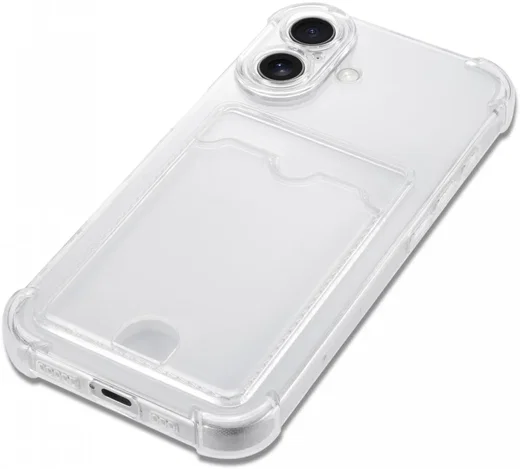 Apple iPhone 16 Plus Hoesje Dun TPU met Pasjeshouder Back Cover Transparant afbeelding 6