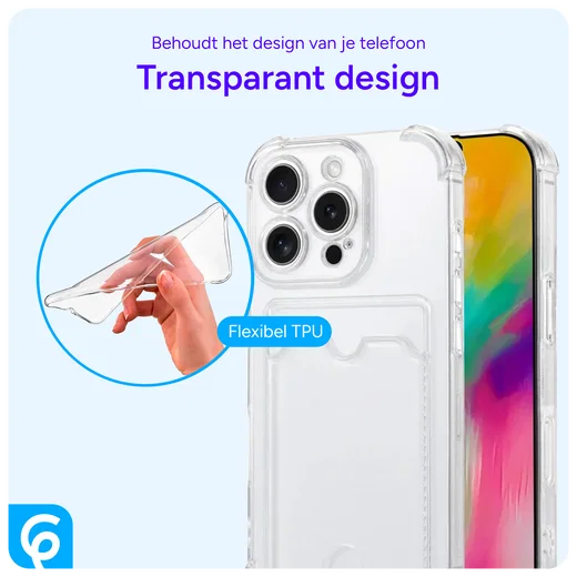 Apple iPhone 16 Pro Hoesje Dun TPU met Pasjeshouder Back Cover Transparant afbeelding 5