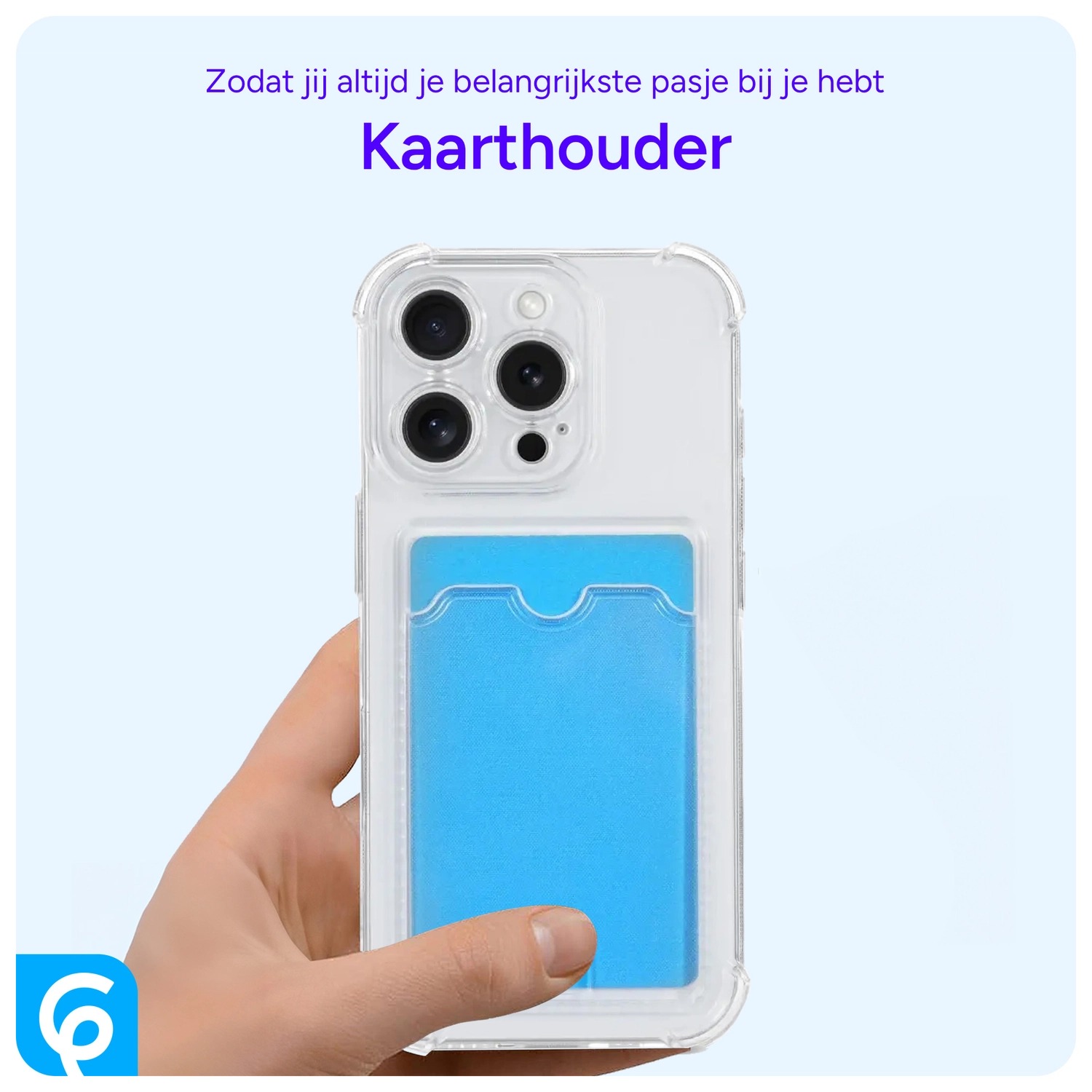 Apple iPhone 16 Pro Hoesje Dun TPU met Pasjeshouder Back Cover Transparant afbeelding 6