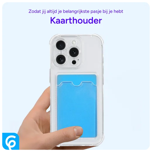 Apple iPhone 16 Pro Hoesje Dun TPU met Pasjeshouder Back Cover Transparant afbeelding 6