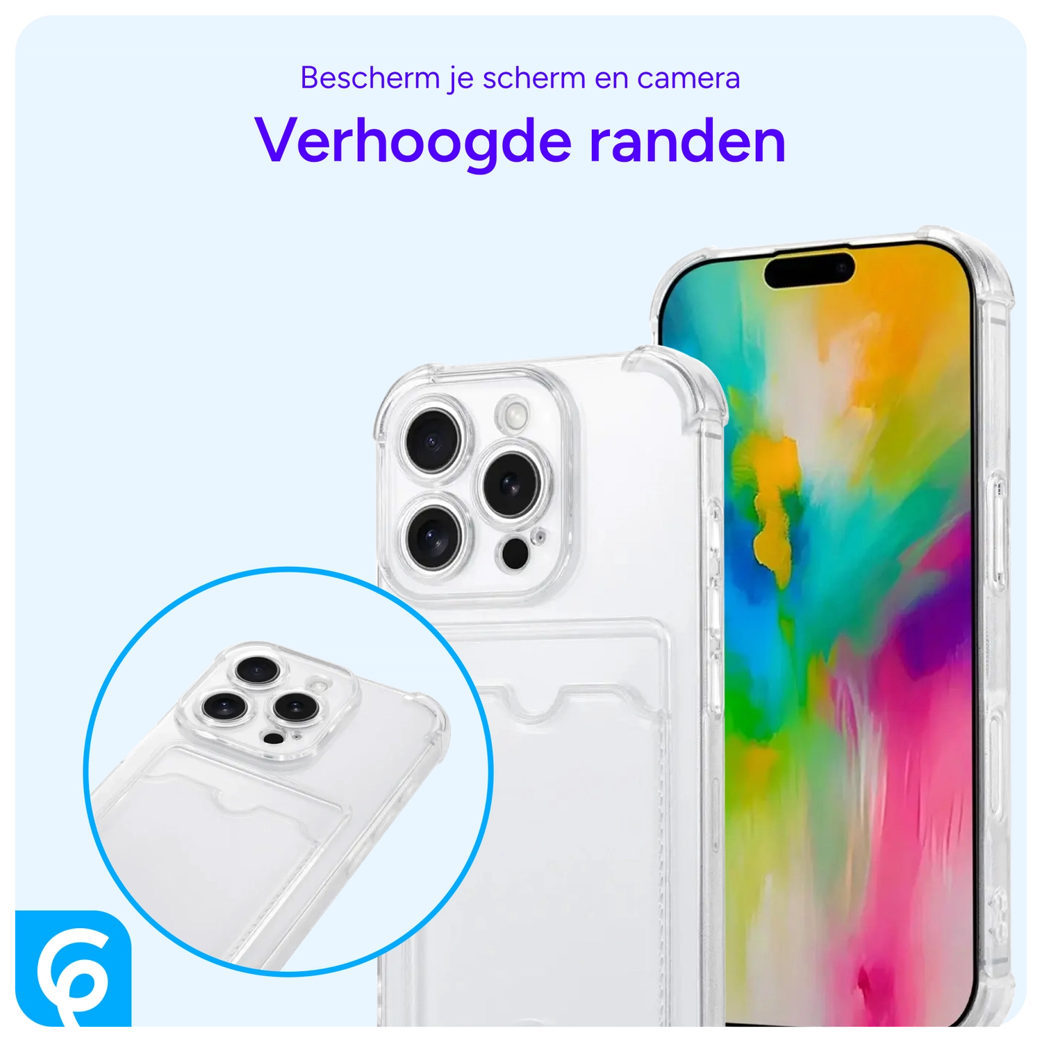 Apple iPhone 16 Pro Hoesje Dun TPU met Pasjeshouder Back Cover Transparant afbeelding 8