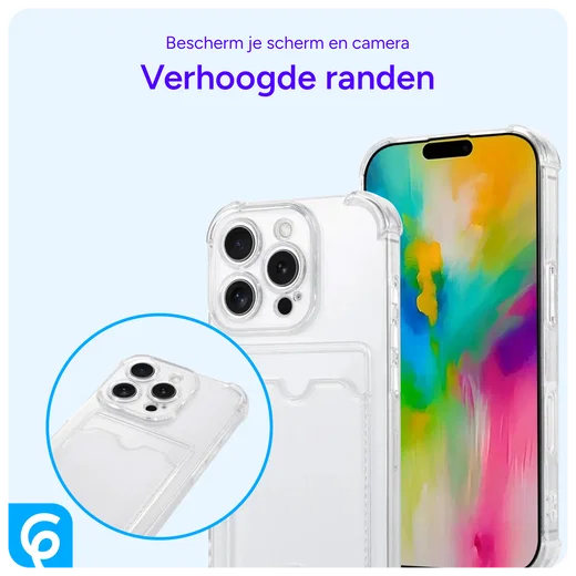 Apple iPhone 16 Pro Hoesje Dun TPU met Pasjeshouder Back Cover Transparant afbeelding 8