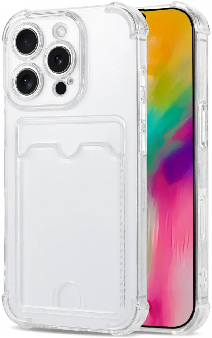 Apple iPhone 16 Pro Hoesje Dun TPU met Pasjeshouder Back Cover Transparant afbeelding 1