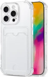 Apple iPhone 16 Pro Hoesje Dun TPU met Pasjeshouder Back Cover Transparant afbeelding
