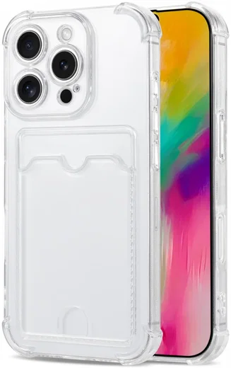 Apple iPhone 16 Pro Max Hoesje Dun TPU met Pasjeshouder Back Cover Transparant afbeelding 1