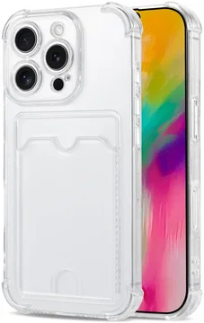 Apple iPhone 16 Pro Max Hoesje Dun TPU met Pasjeshouder Back Cover Transparant