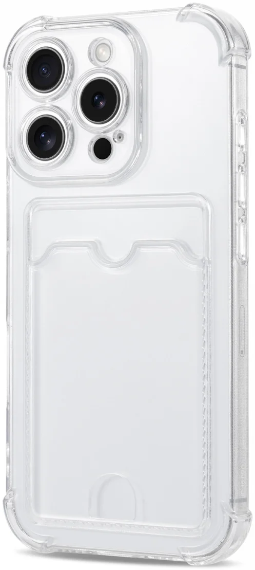 Apple iPhone 16 Pro Max Hoesje Dun TPU met Pasjeshouder Back Cover Transparant afbeelding 3