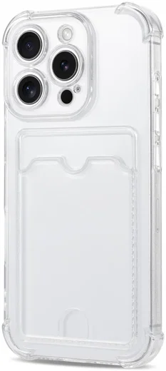Apple iPhone 16 Pro Max Hoesje Dun TPU met Pasjeshouder Back Cover Transparant afbeelding 3