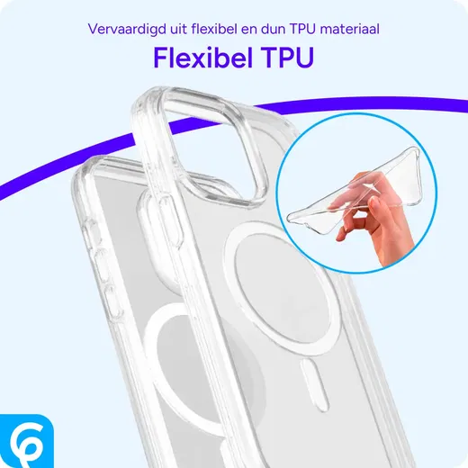 Apple iPhone 16 Hoesje met MagSafe Dun TPU Back Cover Transparant afbeelding 3