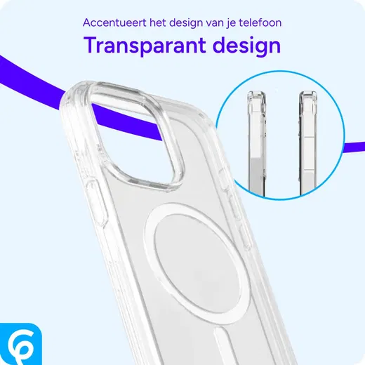 Apple iPhone 16 Hoesje met MagSafe Dun TPU Back Cover Transparant afbeelding 4