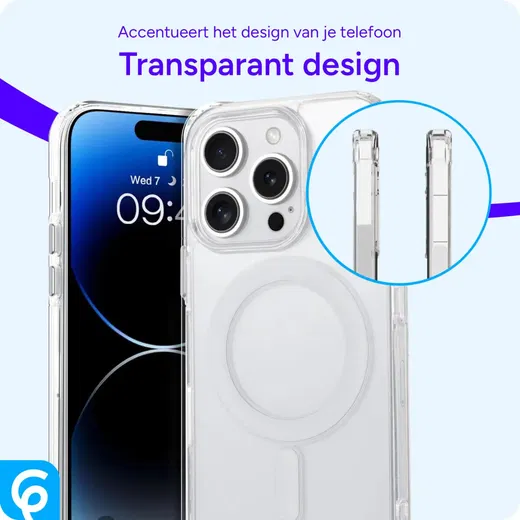 Apple iPhone 16 Pro Hoesje met MagSafe Dun TPU Back Cover Transparant afbeelding 7