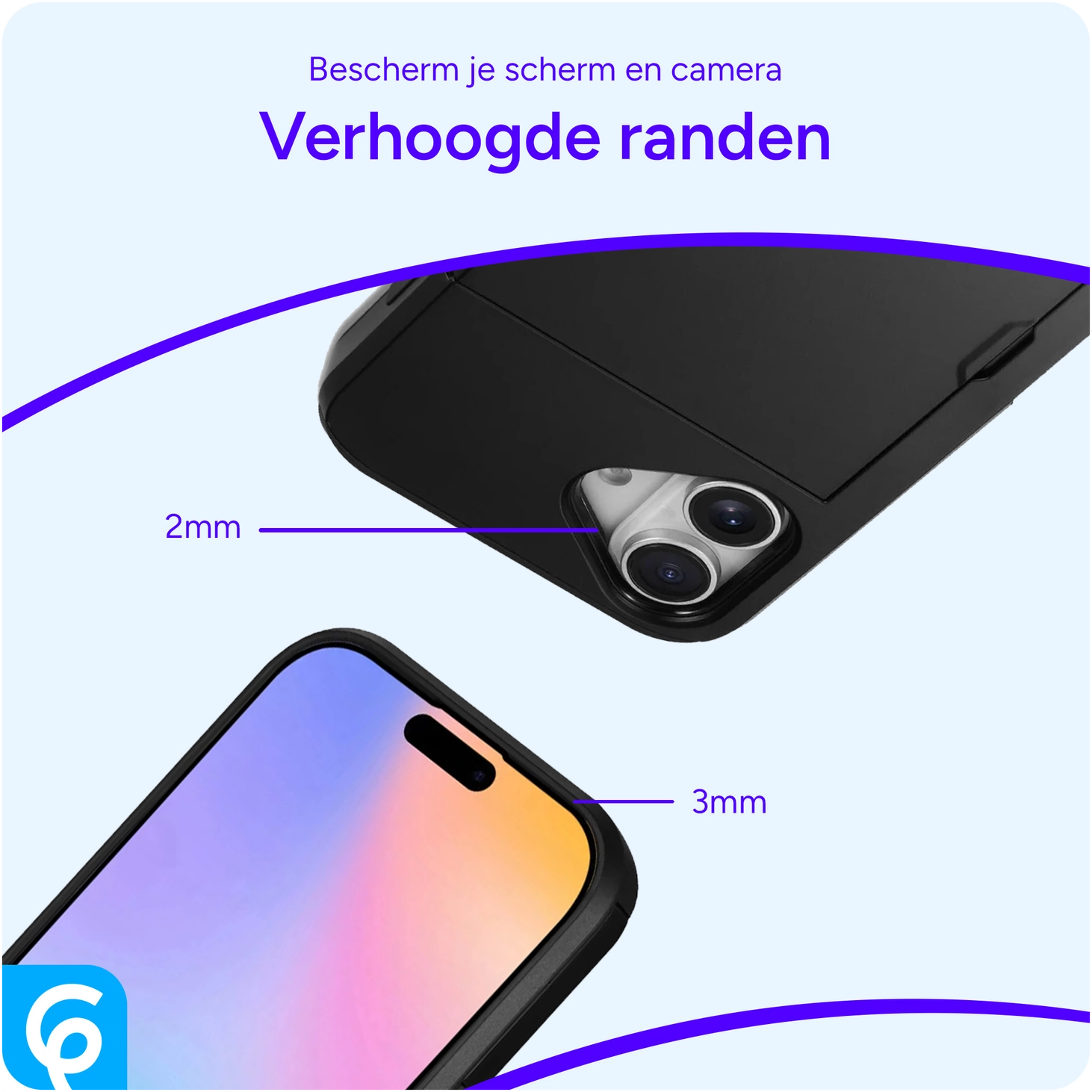 Apple iPhone 16 Hoesje met Slider Kaarthouder Back Cover Zwart afbeelding 5