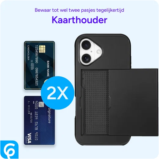 Apple iPhone 16 Hoesje met Slider Kaarthouder Back Cover Zwart afbeelding 6