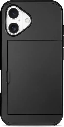 Apple iPhone 16 Hoesje met Slider Kaarthouder Back Cover Zwart afbeelding 15