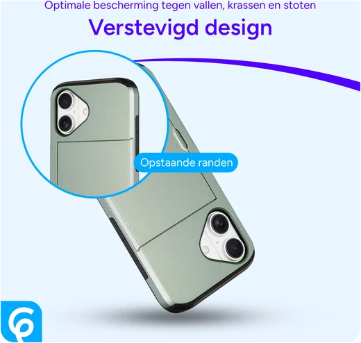 Apple iPhone 16 Hoesje met Slider Kaarthouder Back Cover Groen afbeelding 5