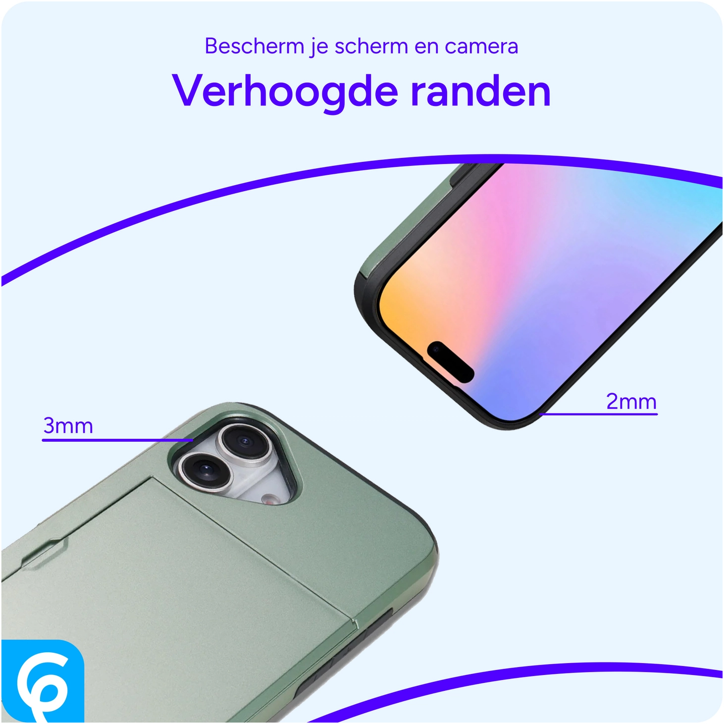 Apple iPhone 16 Hoesje met Slider Kaarthouder Back Cover Groen afbeelding 8