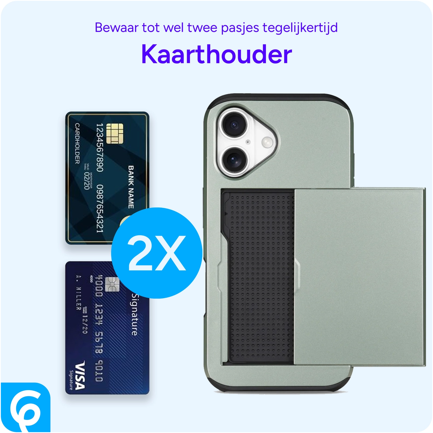Apple iPhone 16 Hoesje met Slider Kaarthouder Back Cover Groen afbeelding 9