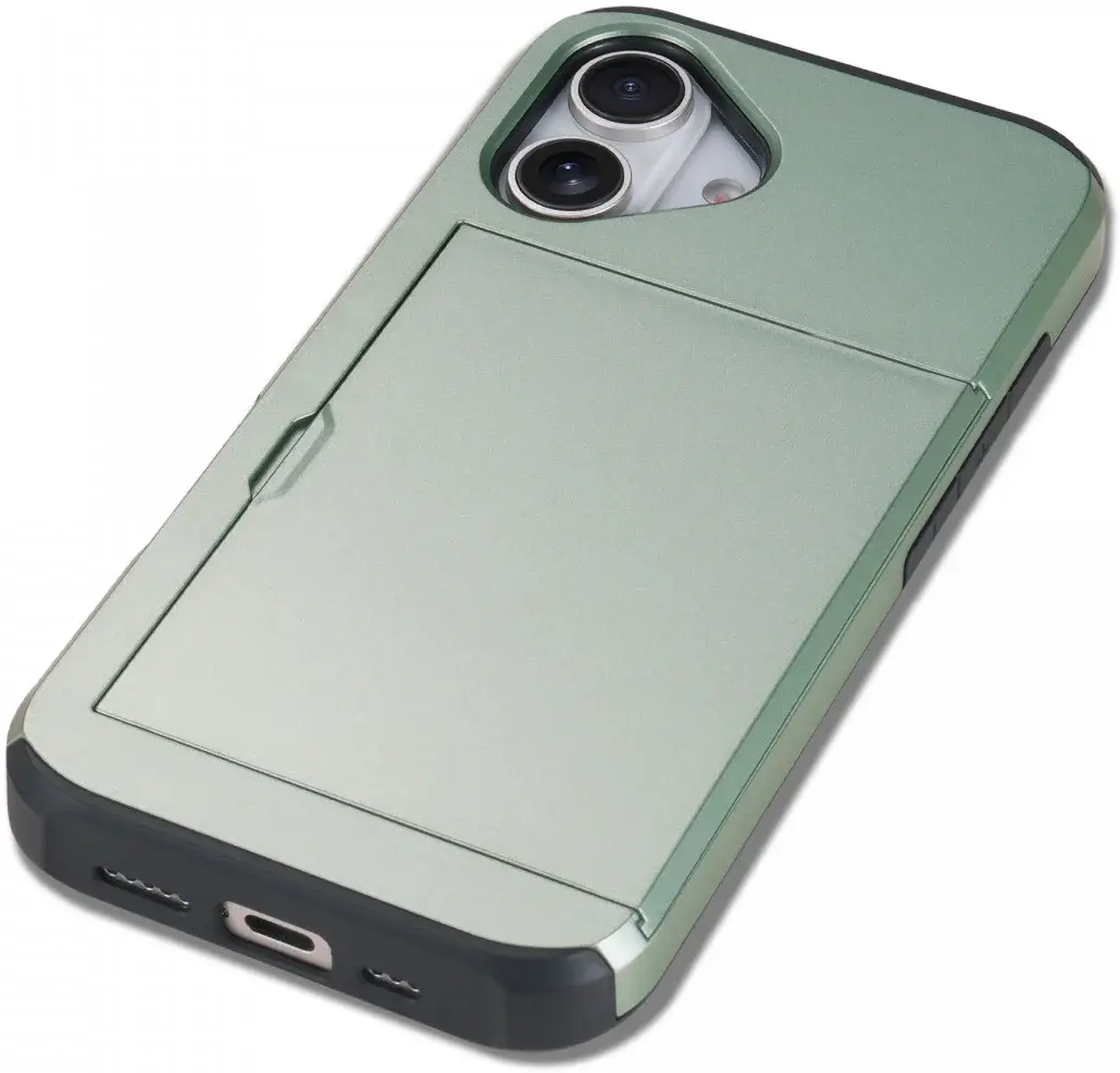 Apple iPhone 16 Hoesje met Slider Kaarthouder Back Cover Groen afbeelding 14