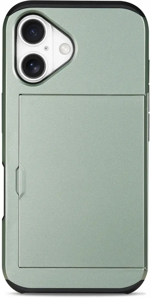 Apple iPhone 16 Hoesje met Slider Kaarthouder Back Cover Groen afbeelding 15
