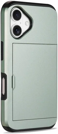 Apple iPhone 16 Hoesje met Slider Kaarthouder Back Cover Groen afbeelding 16