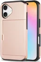 Apple iPhone 16 Hoesje met Slider Kaarthouder Back Cover Roze