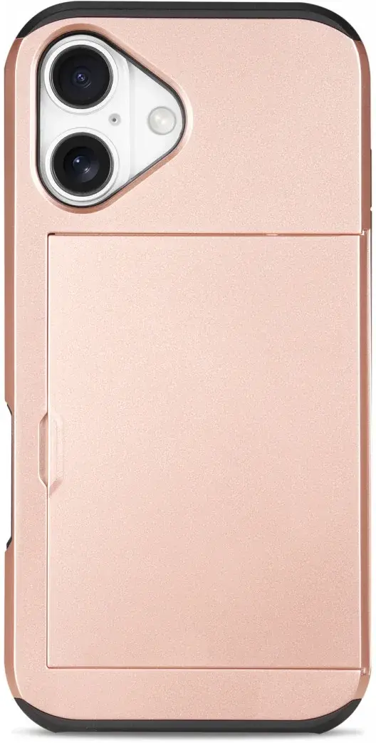Apple iPhone 16 Hoesje met Slider Kaarthouder Back Cover Roze afbeelding 12