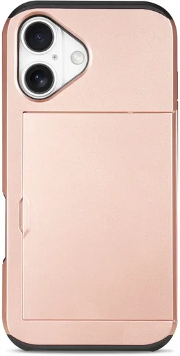 Apple iPhone 16 Hoesje met Slider Kaarthouder Back Cover Roze afbeelding 12