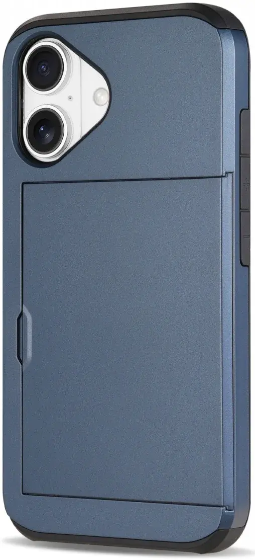 Apple iPhone 16 Hoesje met Slider Kaarthouder Back Cover Blauw afbeelding 9