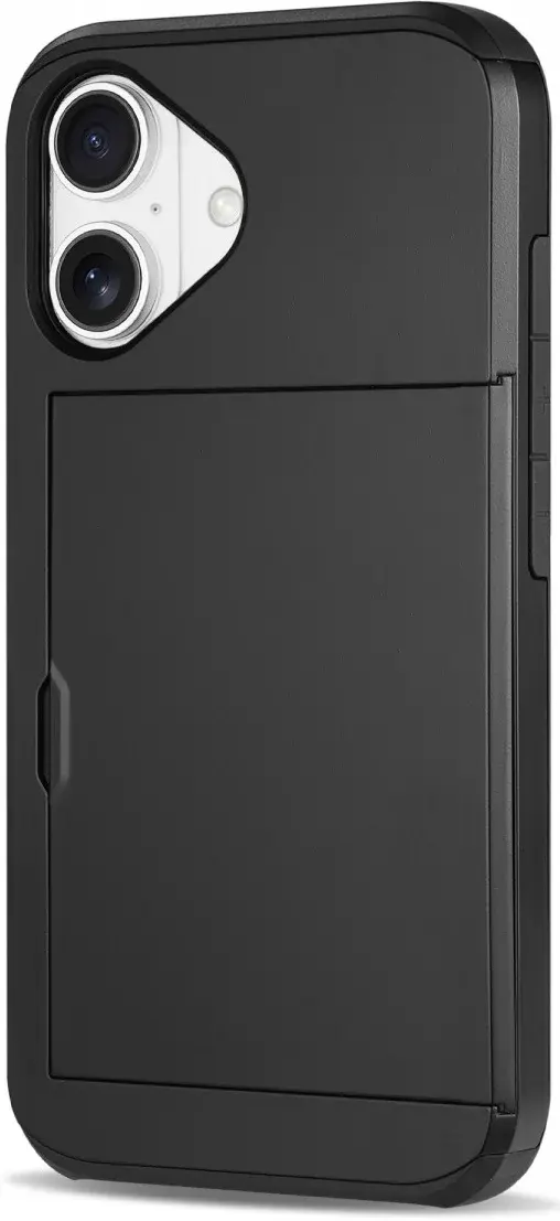 Apple iPhone 16 Plus Hoesje met Slider Kaarthouder Back Cover Zwart afbeelding 5
