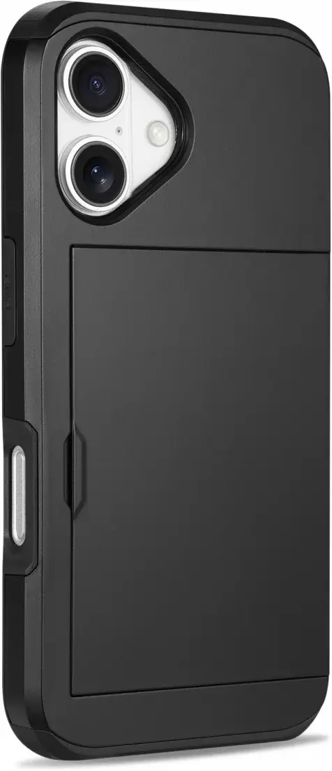 Apple iPhone 16 Plus Hoesje met Slider Kaarthouder Back Cover Zwart afbeelding 10
