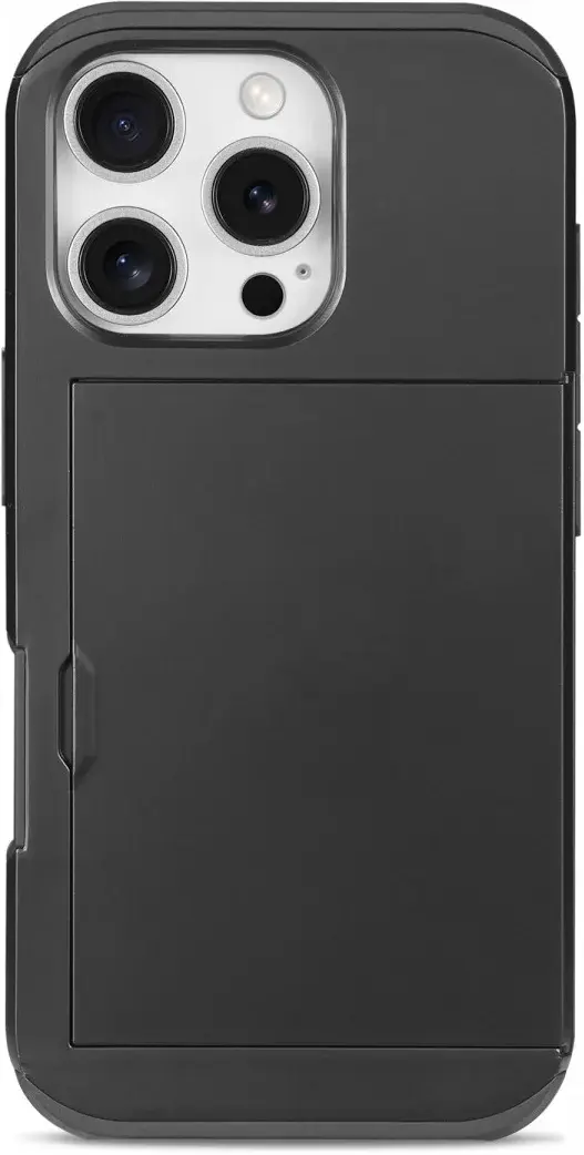 Apple iPhone 16 Pro Hoesje met Slider Kaarthouder Back Cover Zwart afbeelding 12