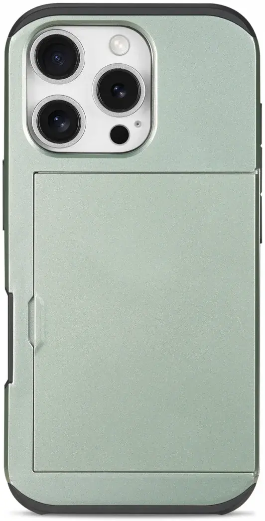 Apple iPhone 16 Pro Hoesje met Slider Kaarthouder Back Cover Groen afbeelding 13