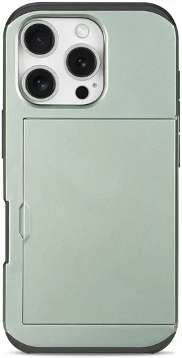 Apple iPhone 16 Pro Hoesje met Slider Kaarthouder Back Cover Groen afbeelding 13