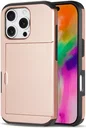 Apple iPhone 16 Pro Hoesje met Slider Kaarthouder Back Cover Roze