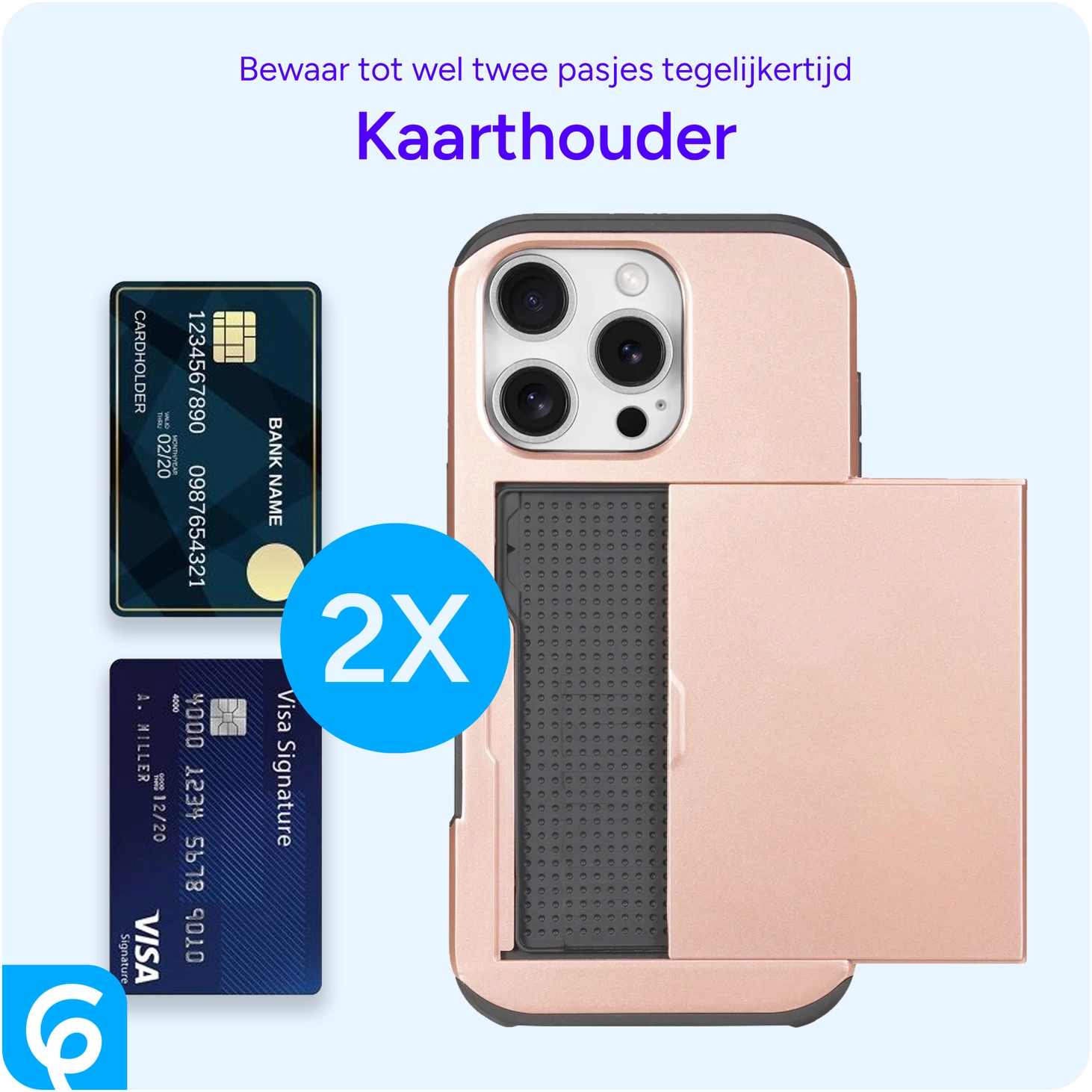 Apple iPhone 16 Pro Hoesje met Slider Kaarthouder Back Cover Roze afbeelding 8