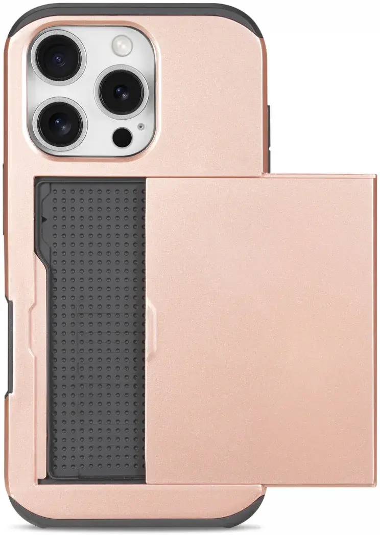Apple iPhone 16 Pro Hoesje met Slider Kaarthouder Back Cover Roze afbeelding 9