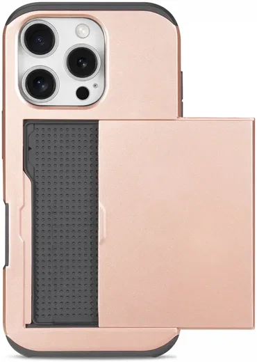Apple iPhone 16 Pro Hoesje met Slider Kaarthouder Back Cover Roze afbeelding 9
