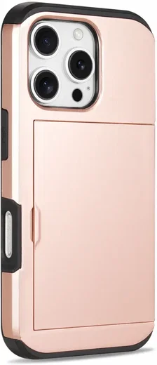 Apple iPhone 16 Pro Hoesje met Slider Kaarthouder Back Cover Roze afbeelding 10