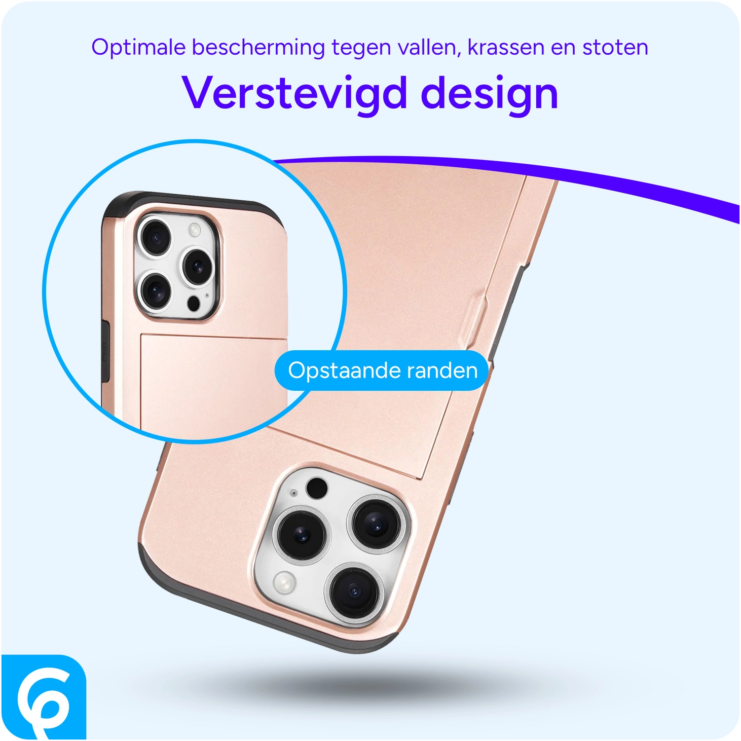 Apple iPhone 16 Pro Hoesje met Slider Kaarthouder Back Cover Roze afbeelding 2
